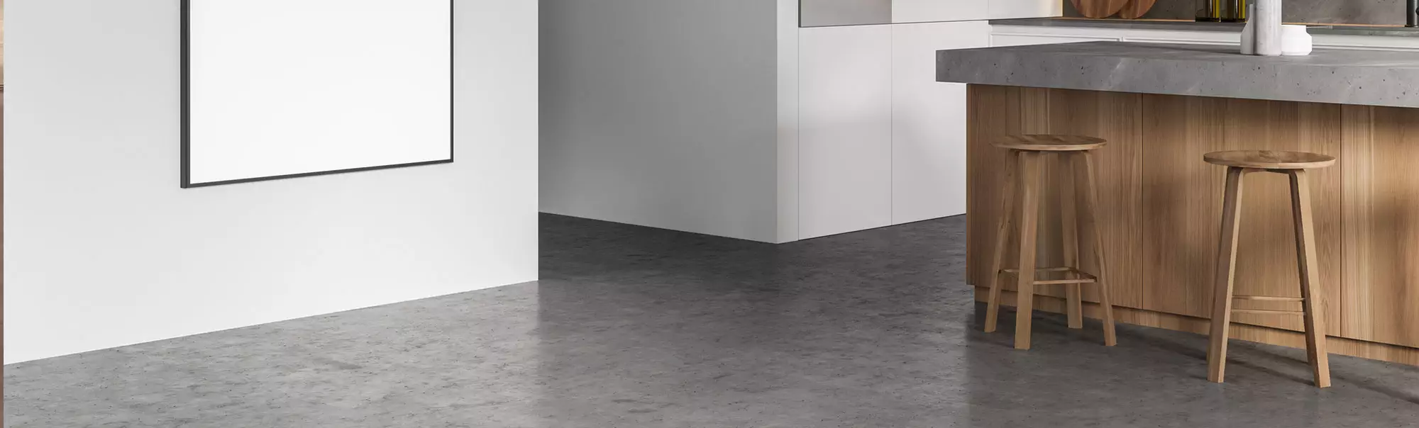 photo of a commercial office kitchen floor, polished by the concrete restoration experts at ESS Canada